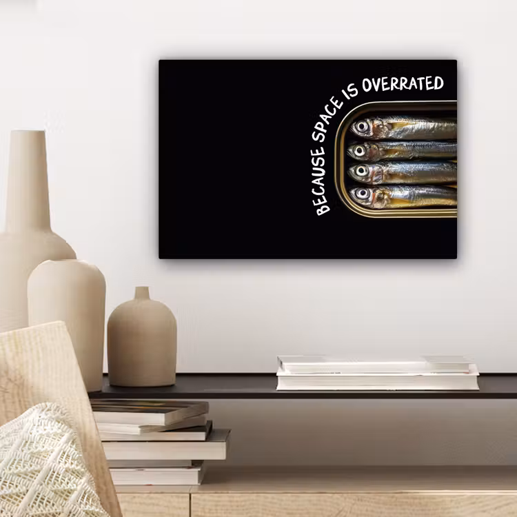 Canvas schilderij - Sardines - Tekst - Vis - Blik — 5