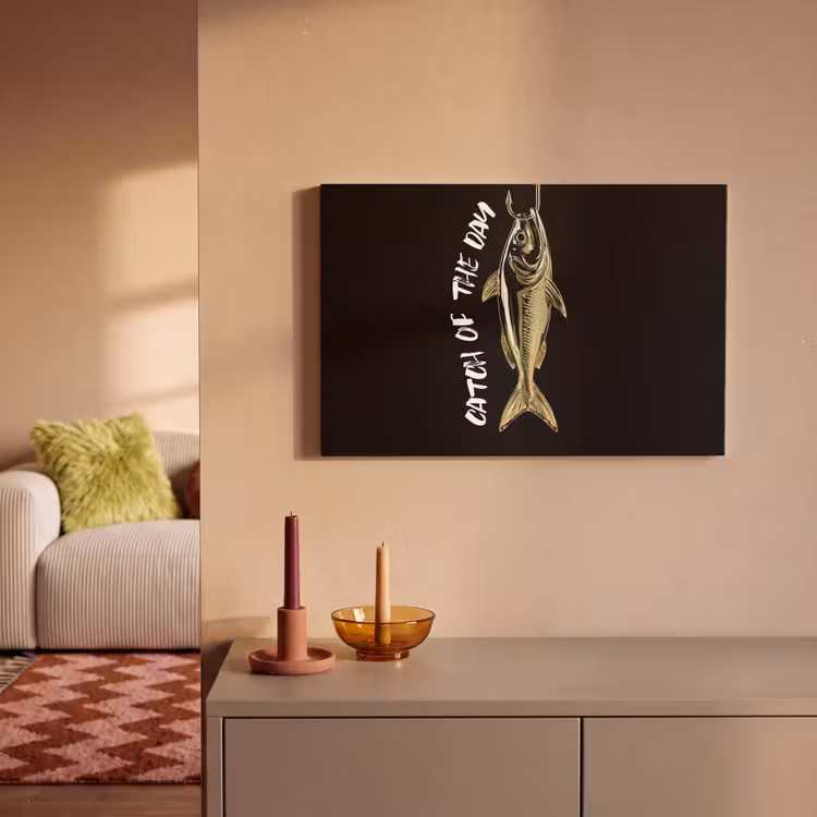 Canvas schilderij - Vis - Zwart - Goud - Tekst — 2