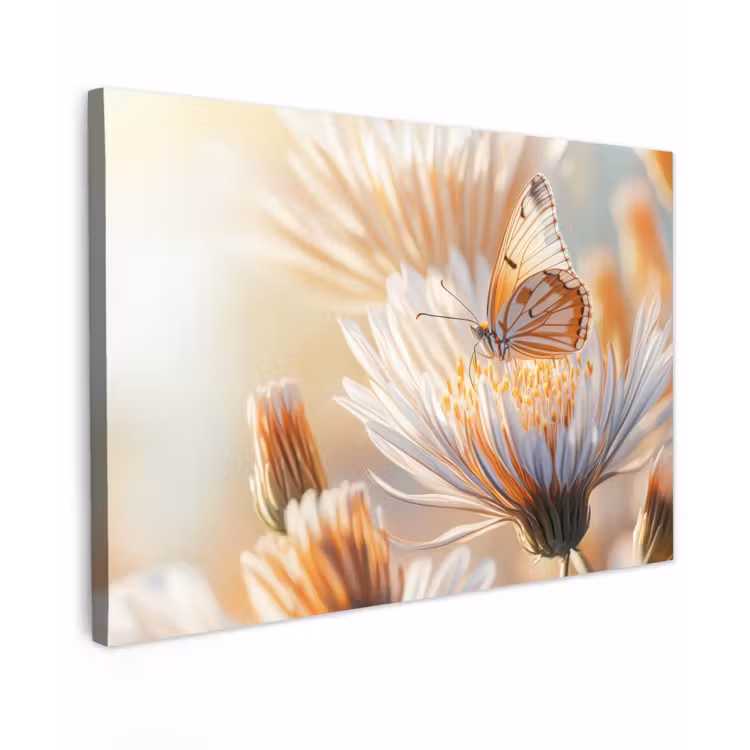 Canvas schilderij - Vlinder - Bloem - Oranje — 1