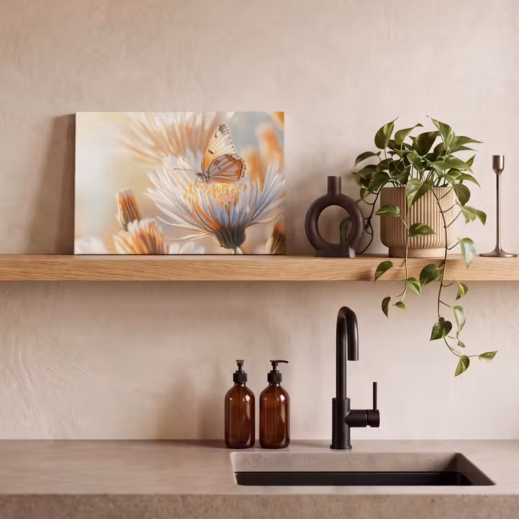 Canvas schilderij - Vlinder - Bloem - Oranje — 3