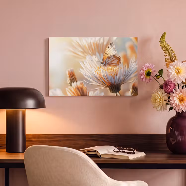 Canvas schilderij - Vlinder - Bloem - Oranje — 4