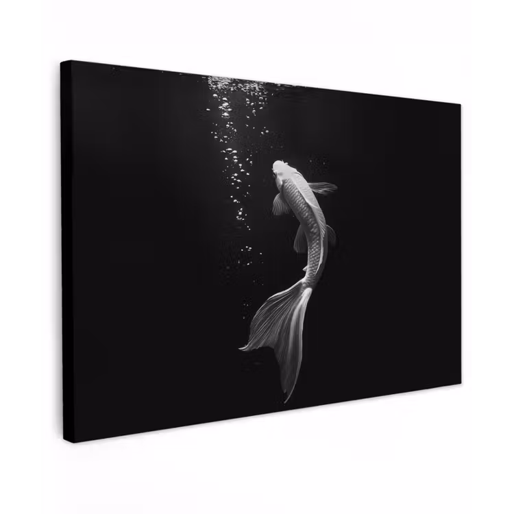 Canvas schilderij - Koi - Vis - Wit - Zwart — 1