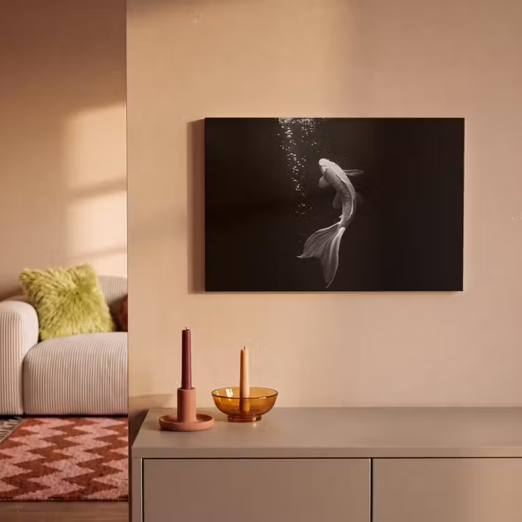 Canvas schilderij - Koi - Vis - Wit - Zwart — 2