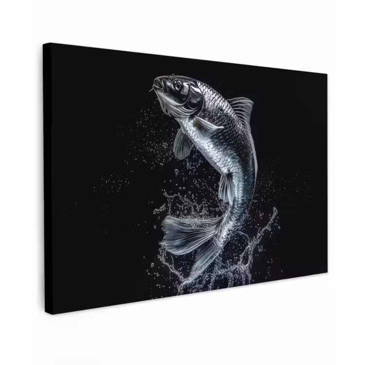 Canvas schilderij - Vis - Koi - Zwart - Water — 1