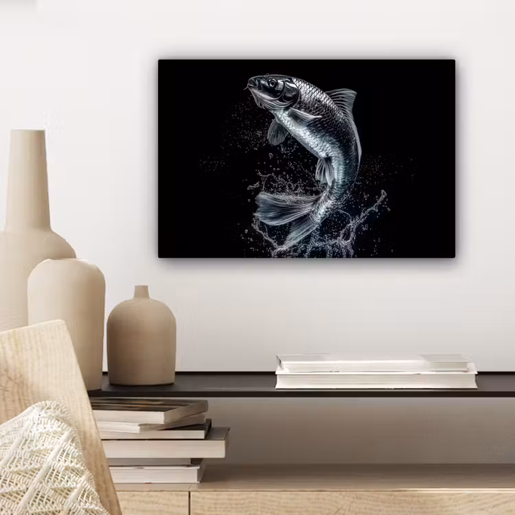 Canvas schilderij - Vis - Koi - Zwart - Water — 5