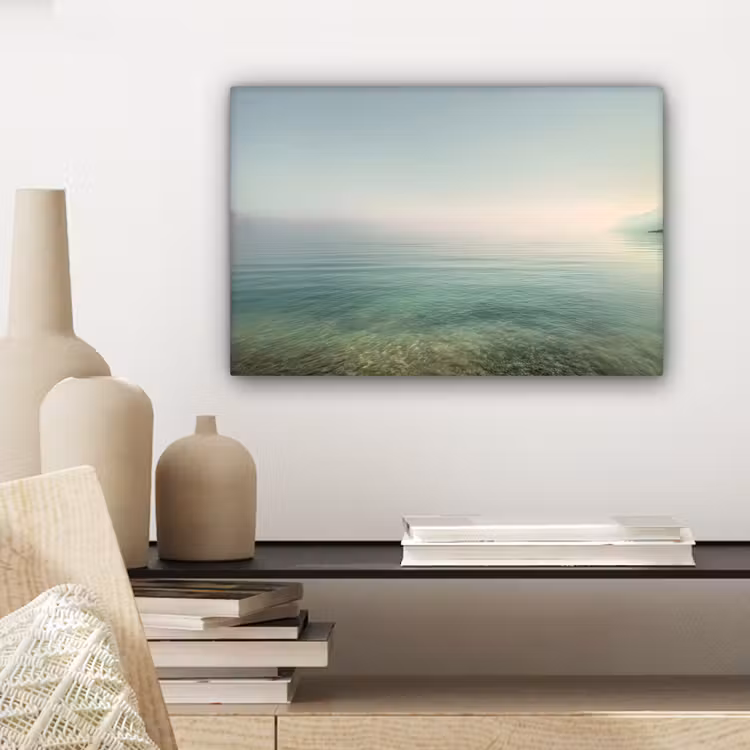 Canvas schilderij - Zee - Horizon - Blauw - Mist — 5
