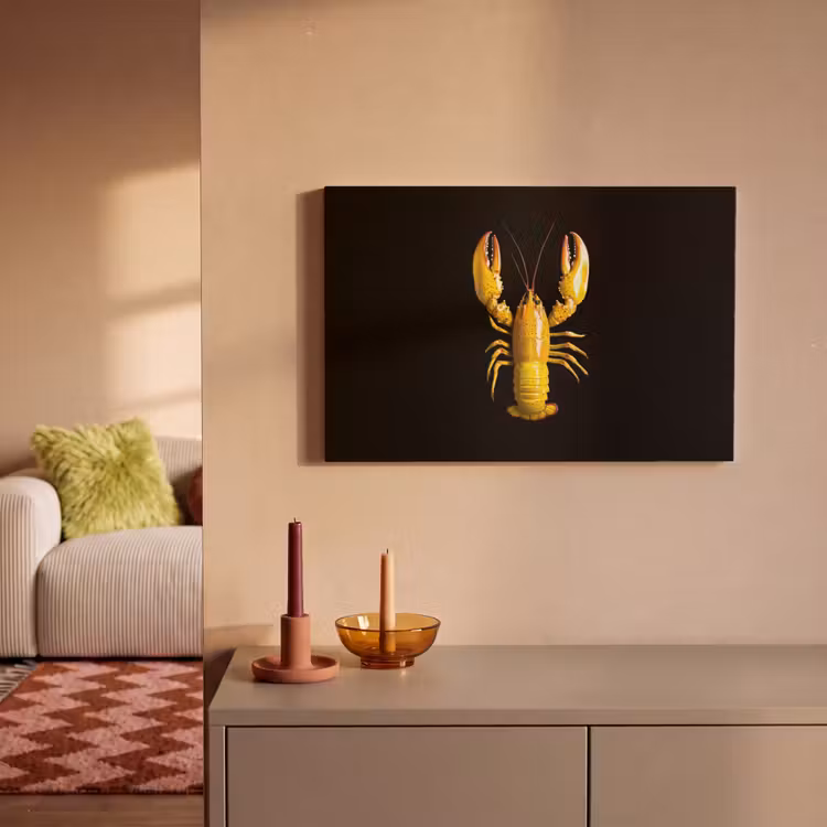 Canvas schilderij - Kreeft - Geel - Stippen - Effen — 2