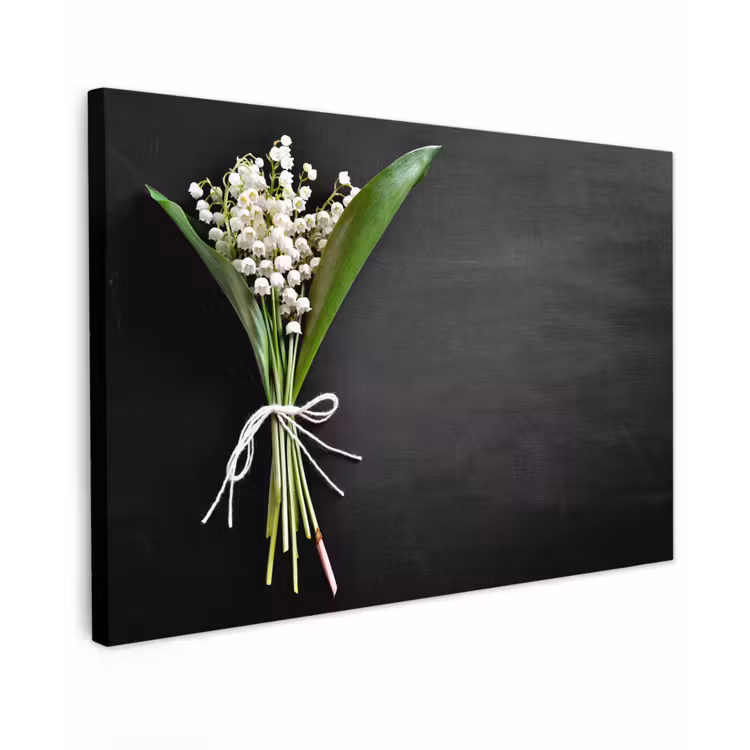 Canvas schilderij - Lelietjes van dalen - Bloemen - Strik — 1