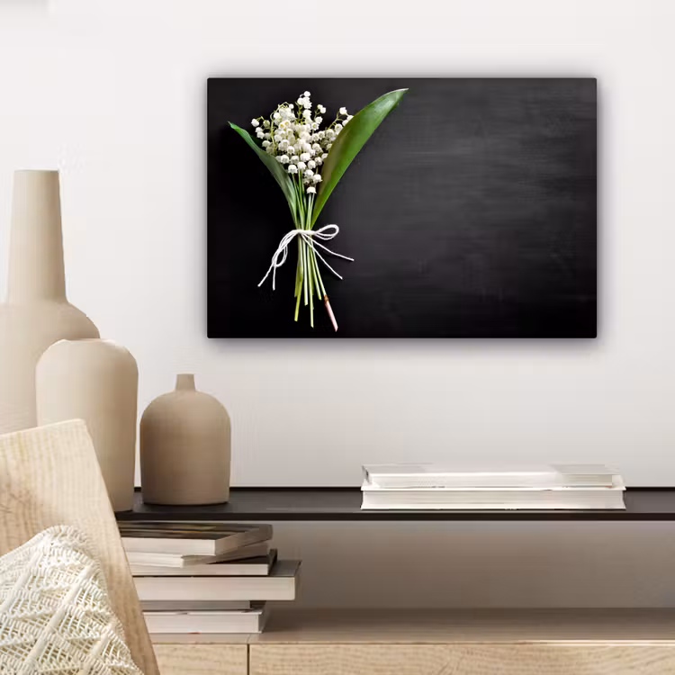 Canvas schilderij - Lelietjes van dalen - Bloemen - Strik — 5