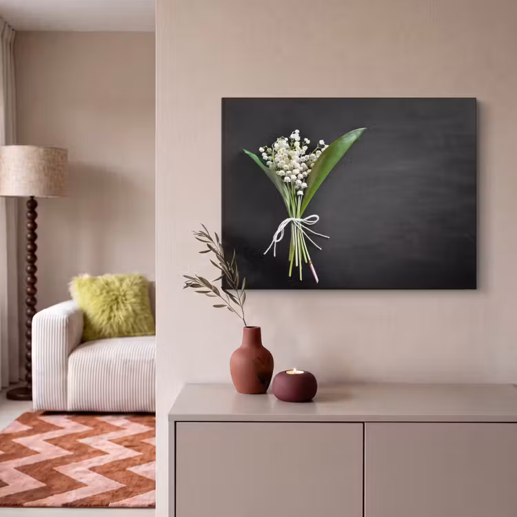 Canvas schilderij - Lelietjes van dalen - Bloemen - Strik - Flora — 2
