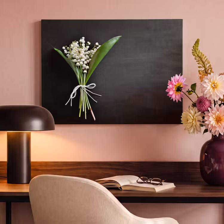 Canvas schilderij - Lelietjes van dalen - Bloemen - Strik - Flora — 4