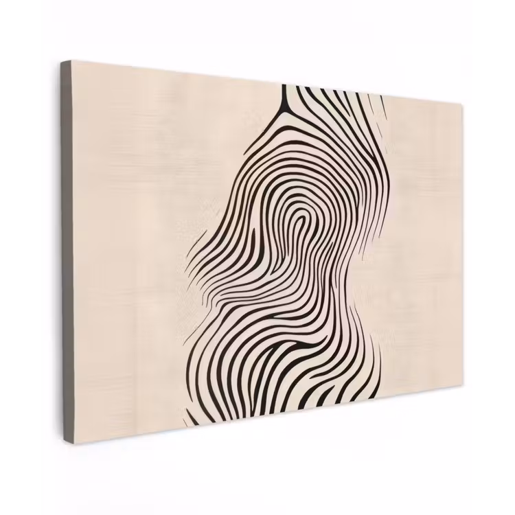 Canvas schilderij - Lijnen - Abstract - Golvend - Zwart — 1