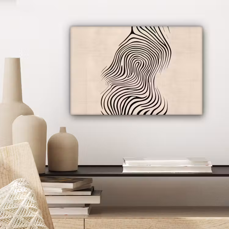 Canvas schilderij - Lijnen - Abstract - Golvend - Zwart — 5