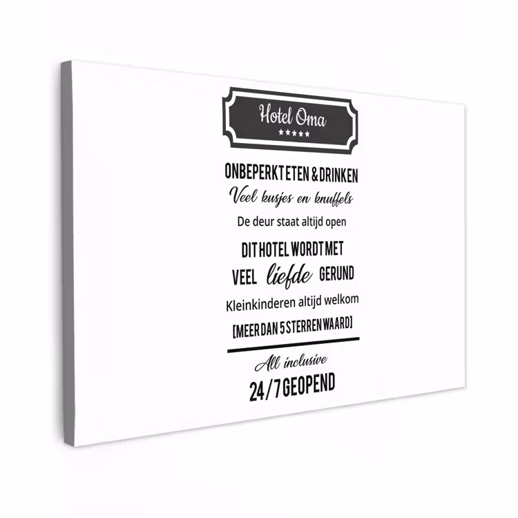 Canvas schilderij - Hotel oma - Spreuken - Oma - Quotes — 1