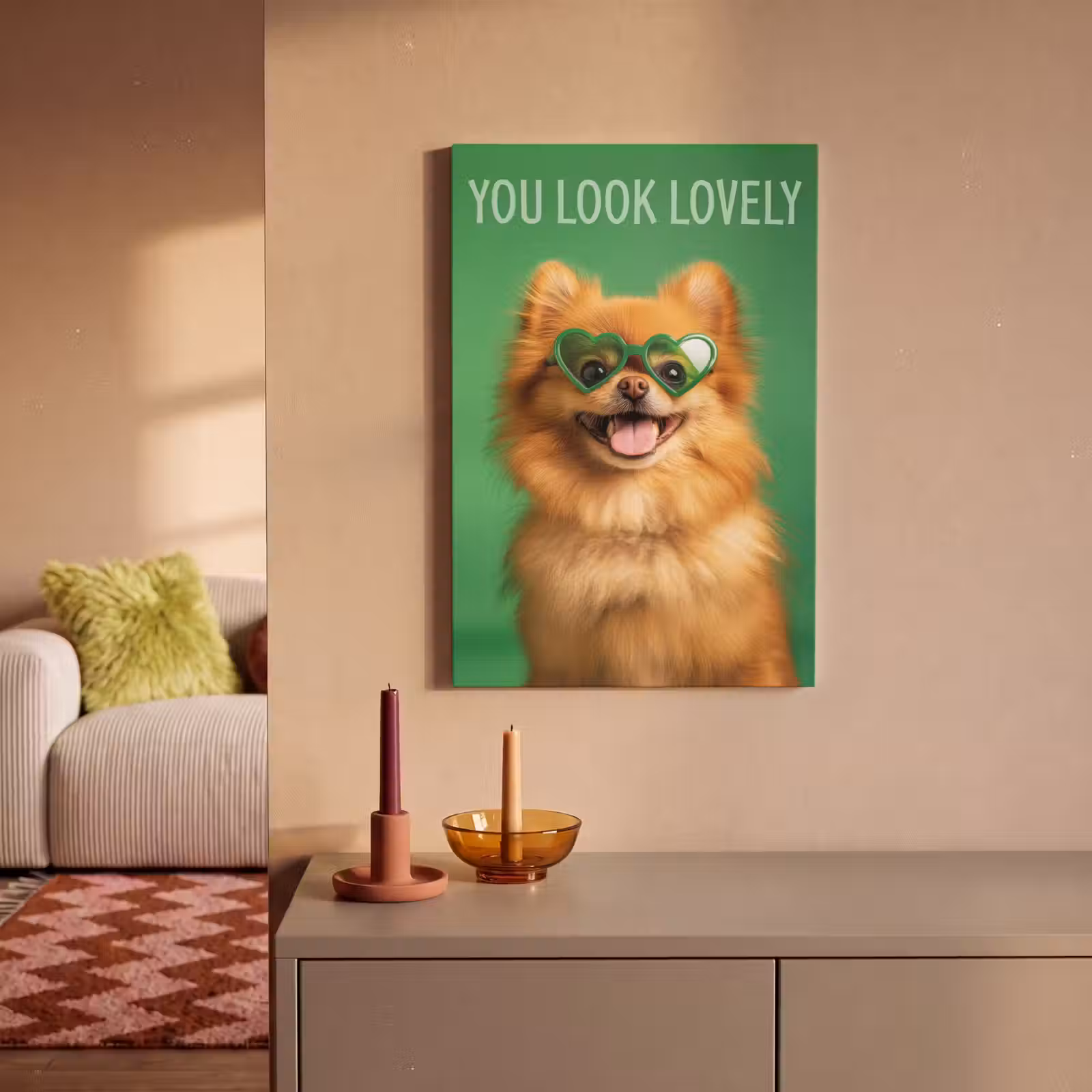 Canvas schilderij - Hond - Zonnebril - Valentijn - Love — 1