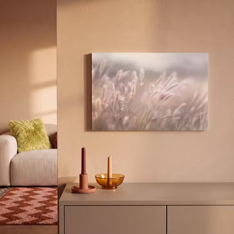 Canvas schilderij - Graspluimen - Wind - Beige - Mistig — 2