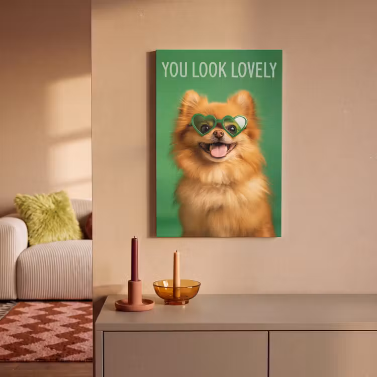 Canvas schilderij - Hond - Zonnebril - Valentijn - Love — 1