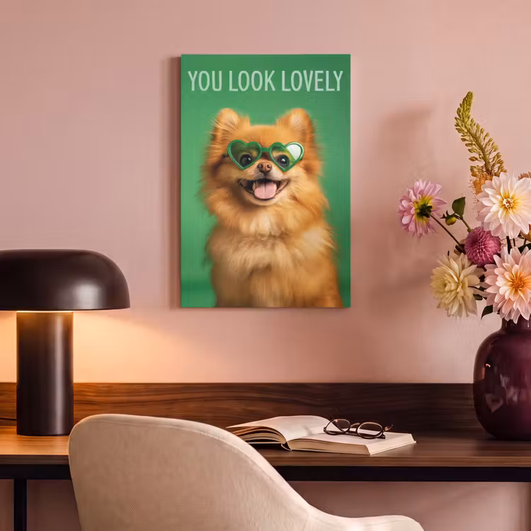 Canvas schilderij - Hond - Zonnebril - Valentijn - Love — 2