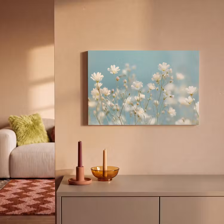 Canvas schilderij - Stengels - Bloemen - Lucht - Wit — 2