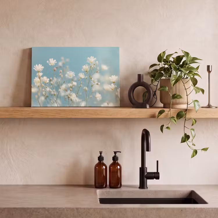 Canvas schilderij - Stengels - Bloemen - Lucht - Wit — 3