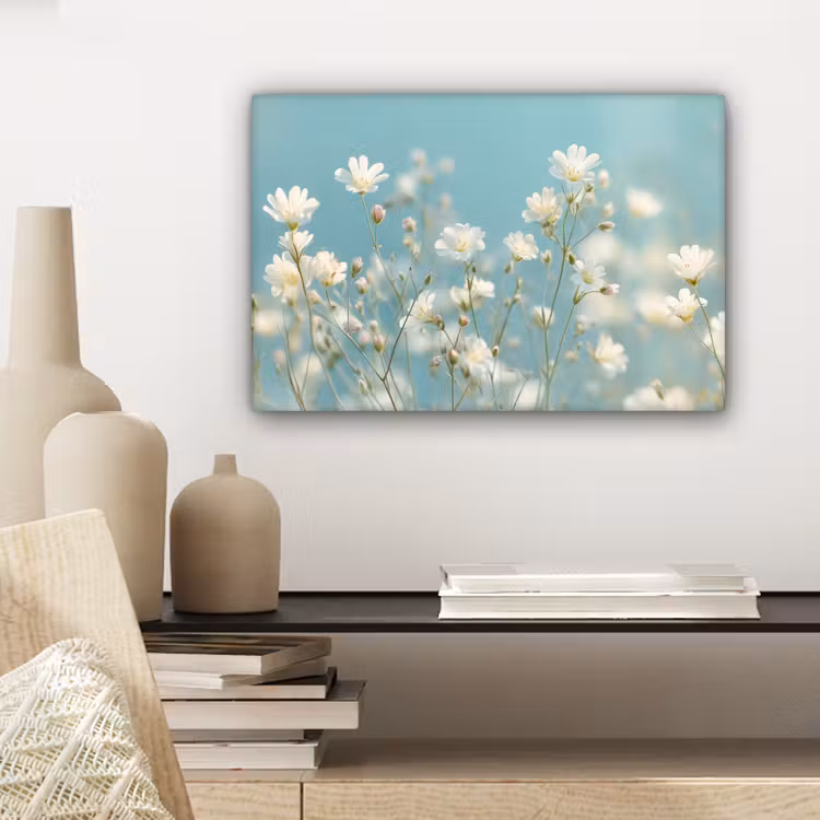 Canvas schilderij - Stengels - Bloemen - Lucht - Wit — 5