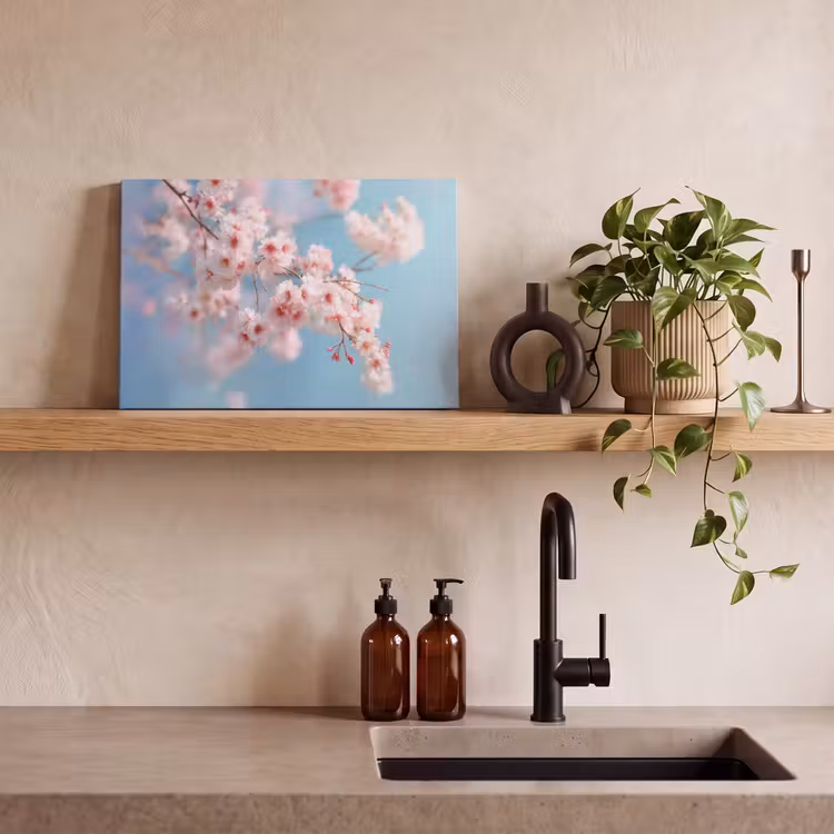 Canvas schilderij - Takken - Bloesems - Roze — 3