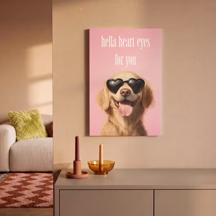 Canvas schilderij - Zonnebril - Hartjes - Hond - Valentijn — 2