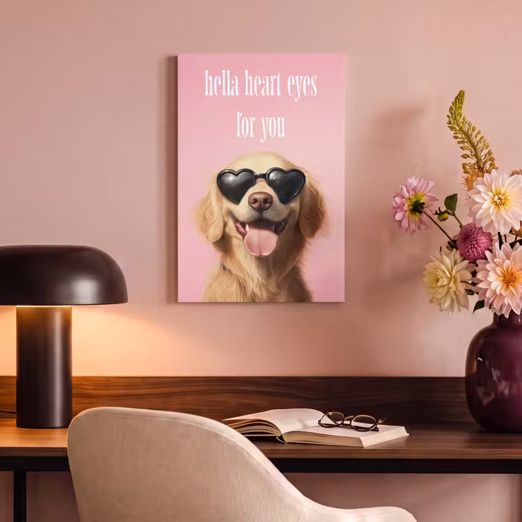 Canvas schilderij - Zonnebril - Hartjes - Hond - Valentijn — 4