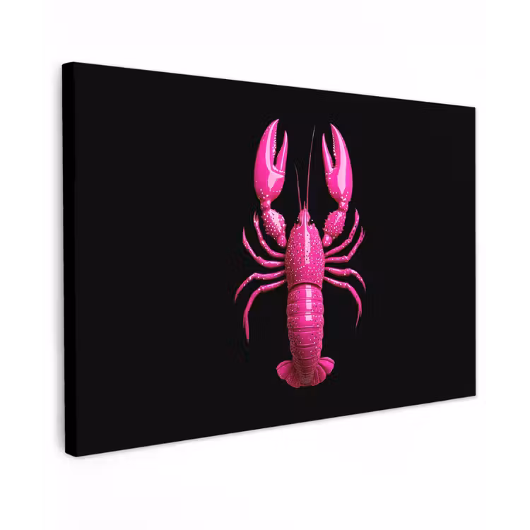 Canvas schilderij - Kreeft - Felroze - Stippen - Opvallend — 1