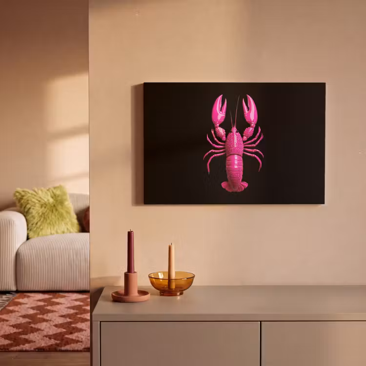 Canvas schilderij - Kreeft - Felroze - Stippen - Opvallend — 2