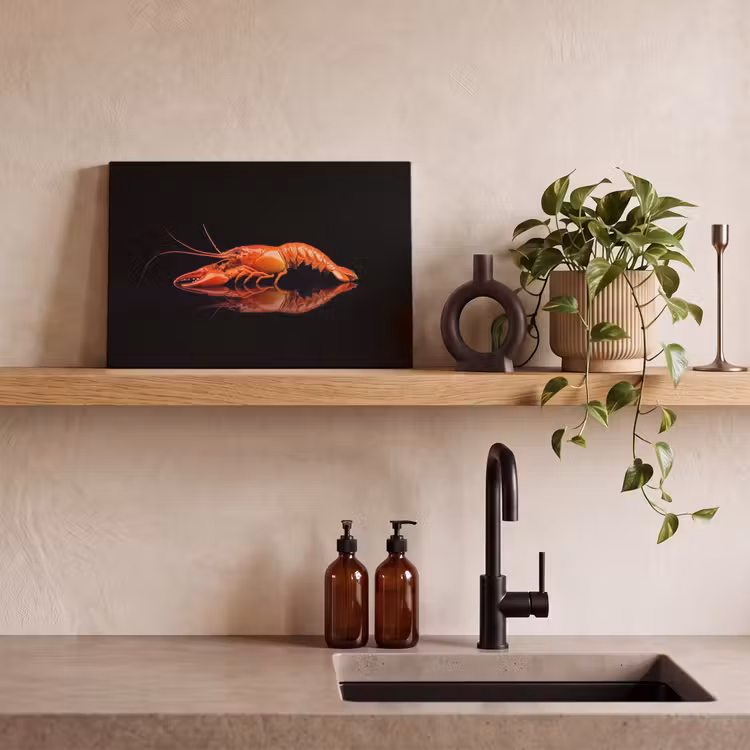Canvas schilderij - Kreeft - Oranje - Zwart - Opvallend — 3