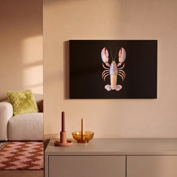 Canvas schilderij - Kreeft - Roze - Zacht - Zwart — 2
