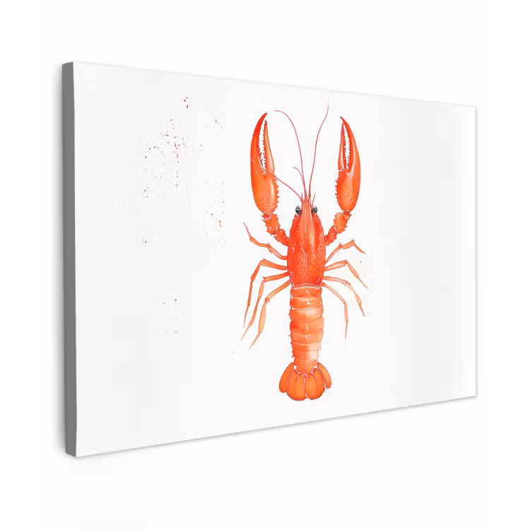 Canvas schilderij - Kreeft - Waterverf - Aquarel - Oranje — 1