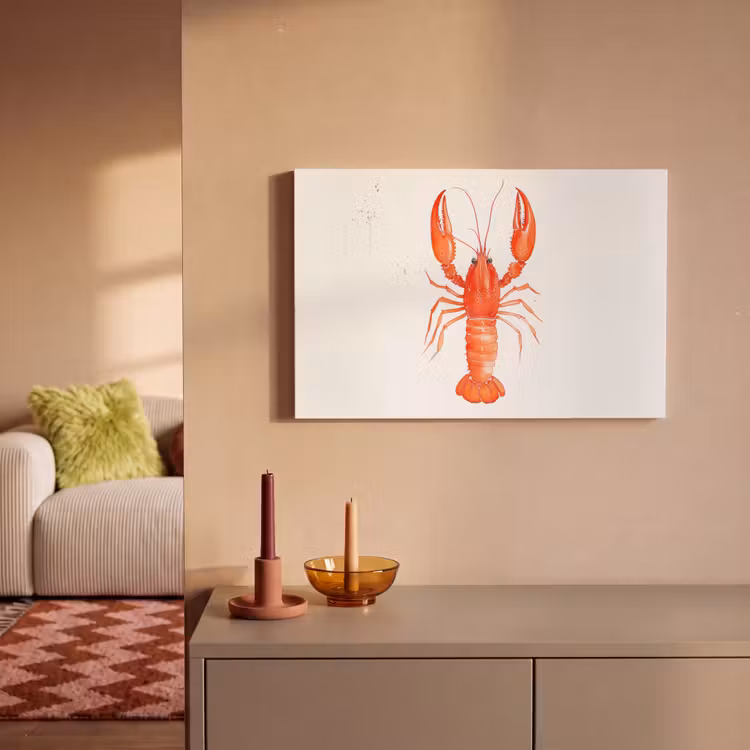 Canvas schilderij - Kreeft - Waterverf - Aquarel - Oranje — 2