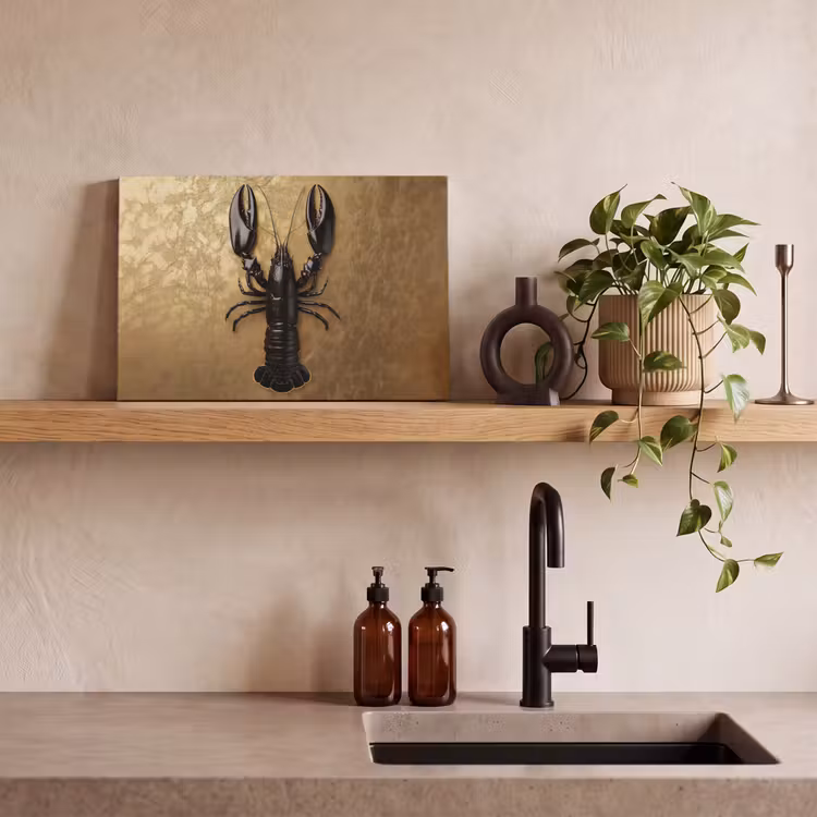Canvas schilderij - Kreeft - Zwart - Goud - Luxe — 3