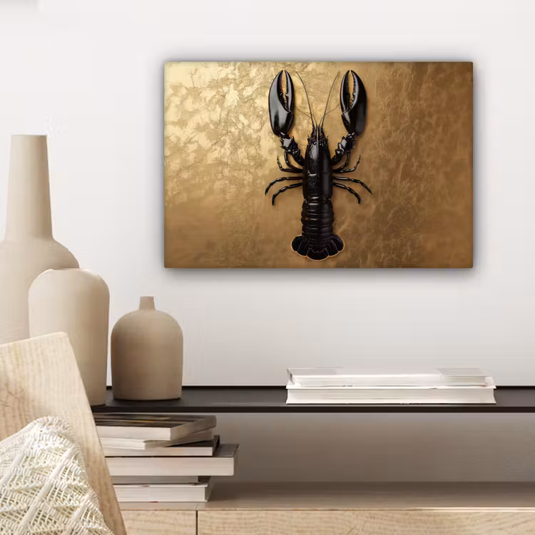 Canvas schilderij - Kreeft - Zwart - Goud - Luxe — 5