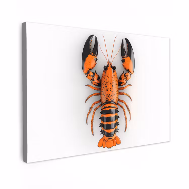 Canvas schilderij - Kreeft - Zwart - Oranje - Wit - Uniek — 1