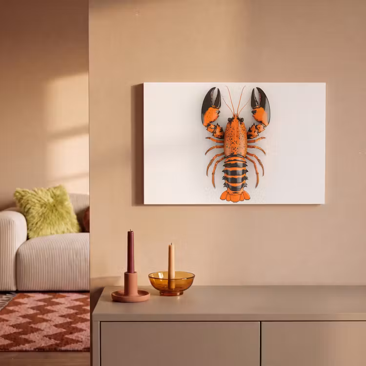 Canvas schilderij - Kreeft - Zwart - Oranje - Wit - Uniek — 2