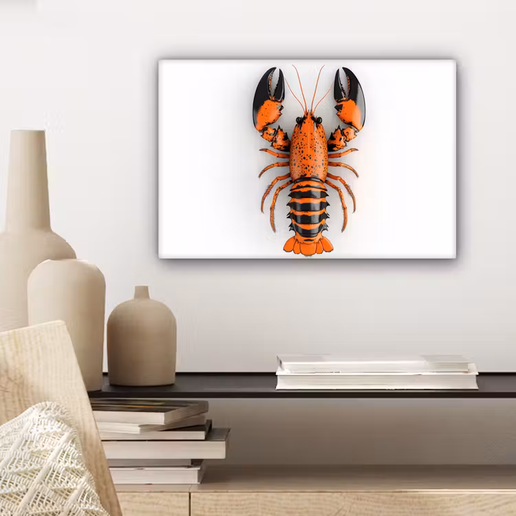 Canvas schilderij - Kreeft - Zwart - Oranje - Wit - Uniek — 5