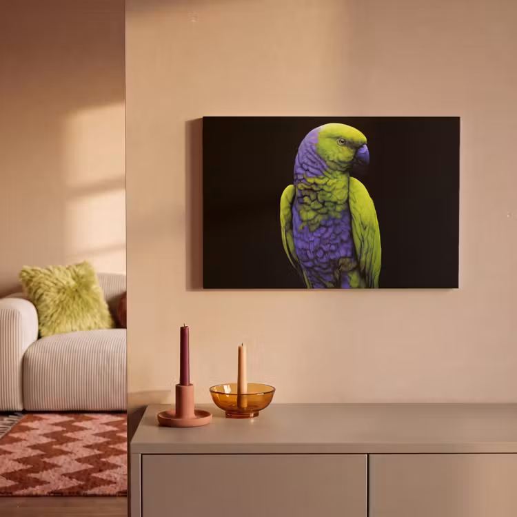 Canvas schilderij - Papegaai - Veren - Opvallend - Groen — 2