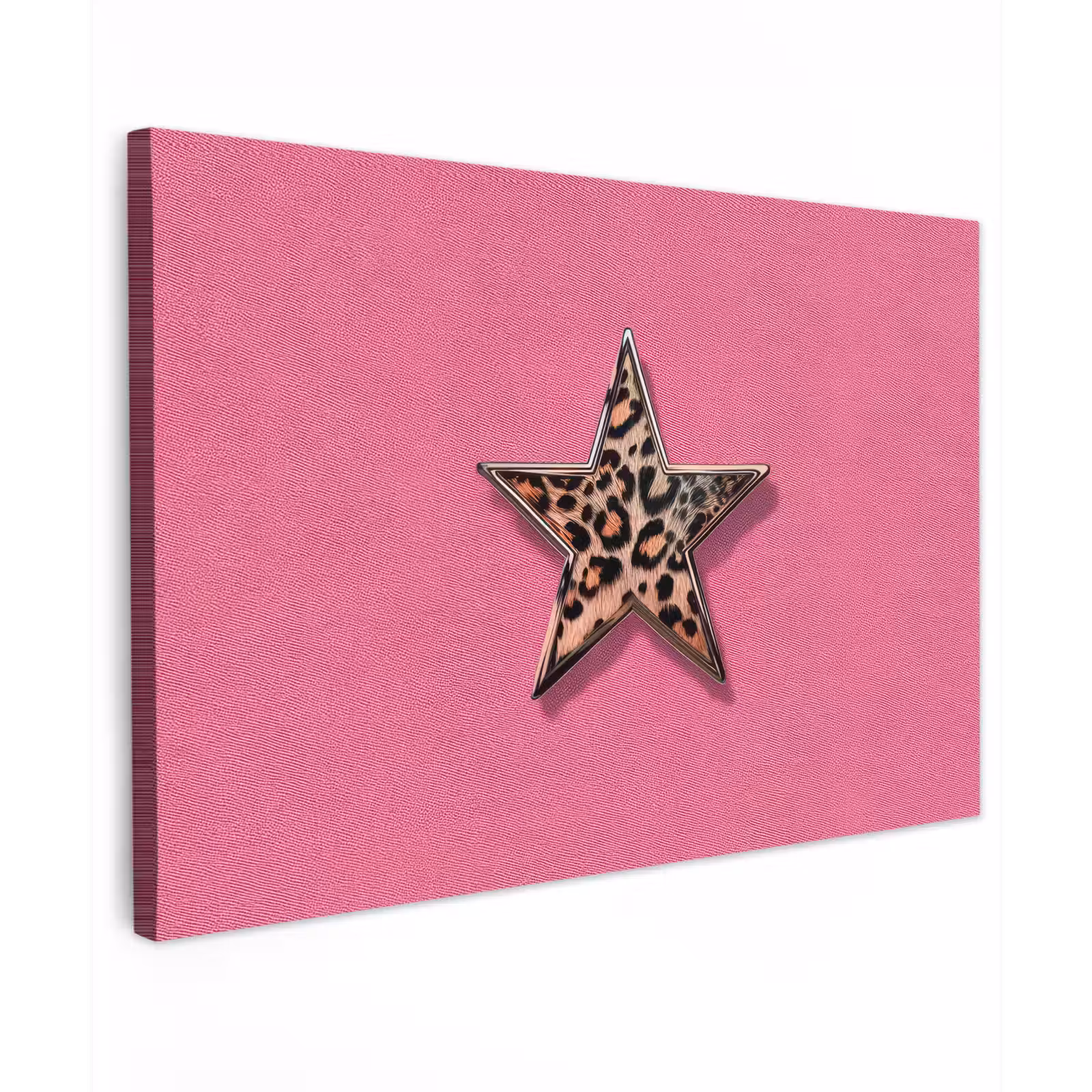 Canvas schilderij - Ster - Luipaard - Print - Roze — 1