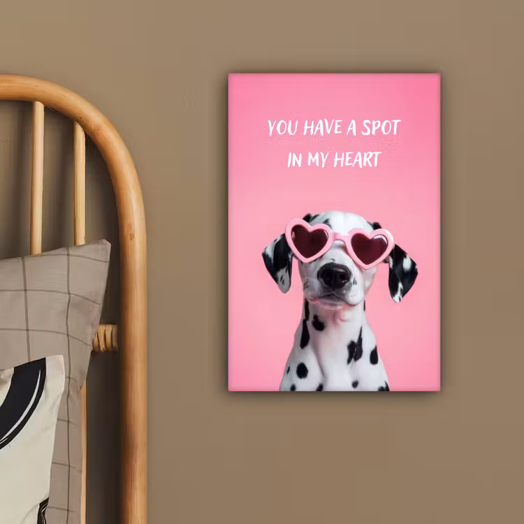 Canvas schilderij - Hartjes - Hond - Valentijn - Roze — 3