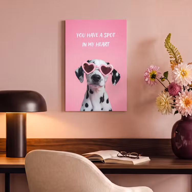 Canvas schilderij - Hartjes - Hond - Valentijn - Roze — 4