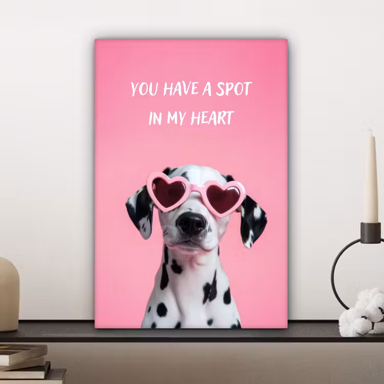 Canvas schilderij - Hartjes - Hond - Valentijn - Roze — 5