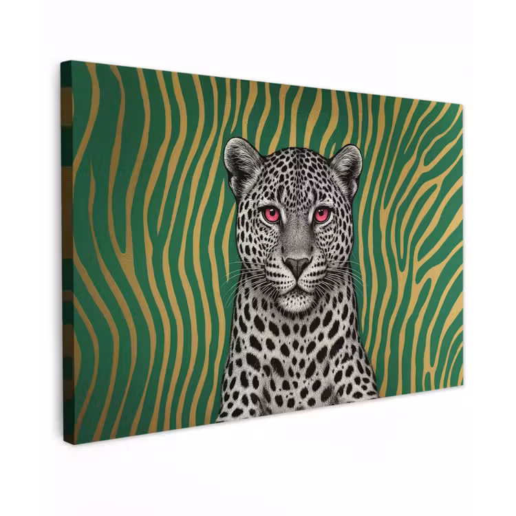 Canvas schilderij - Panter - Zebrapatroon - Groen — 1