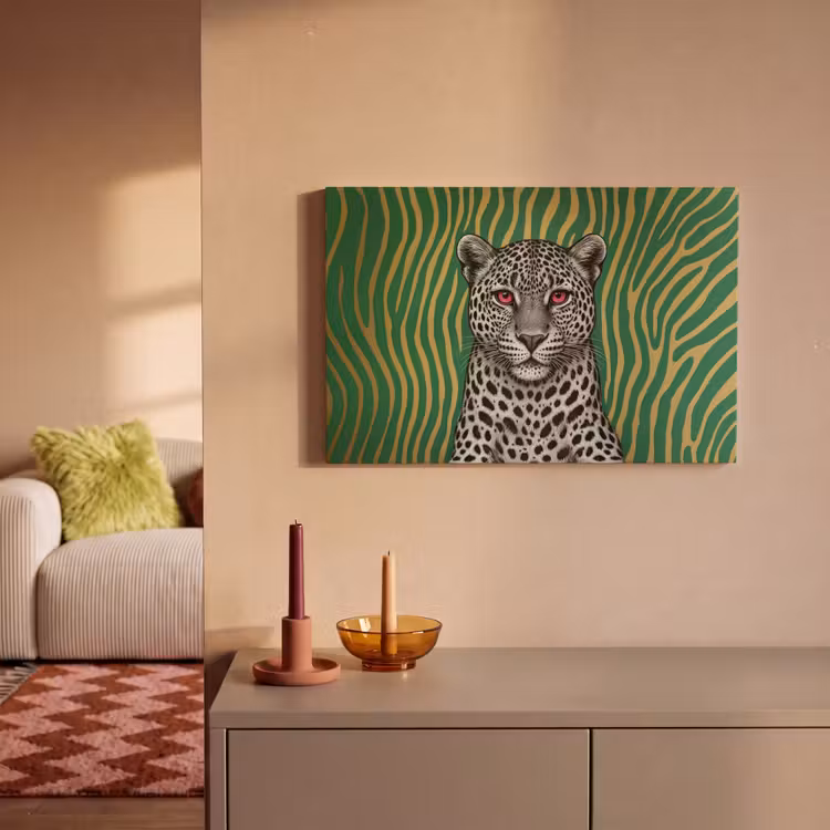Canvas schilderij - Panter - Zebrapatroon - Groen — 2