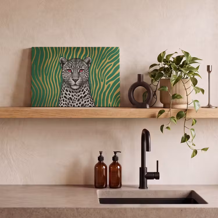 Canvas schilderij - Panter - Zebrapatroon - Groen — 3
