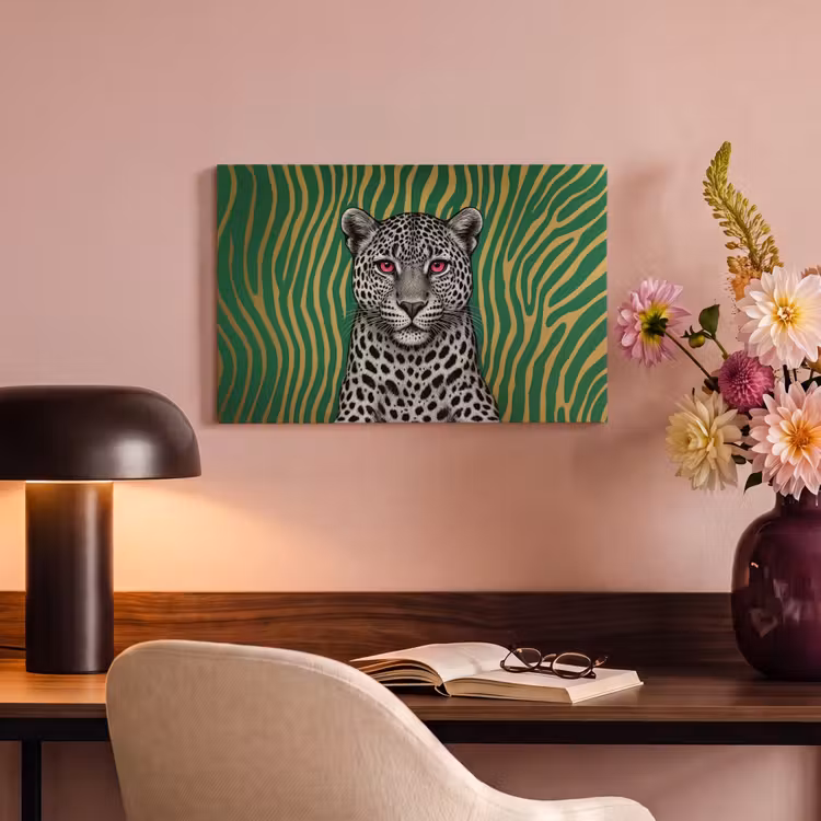 Canvas schilderij - Panter - Zebrapatroon - Groen — 4