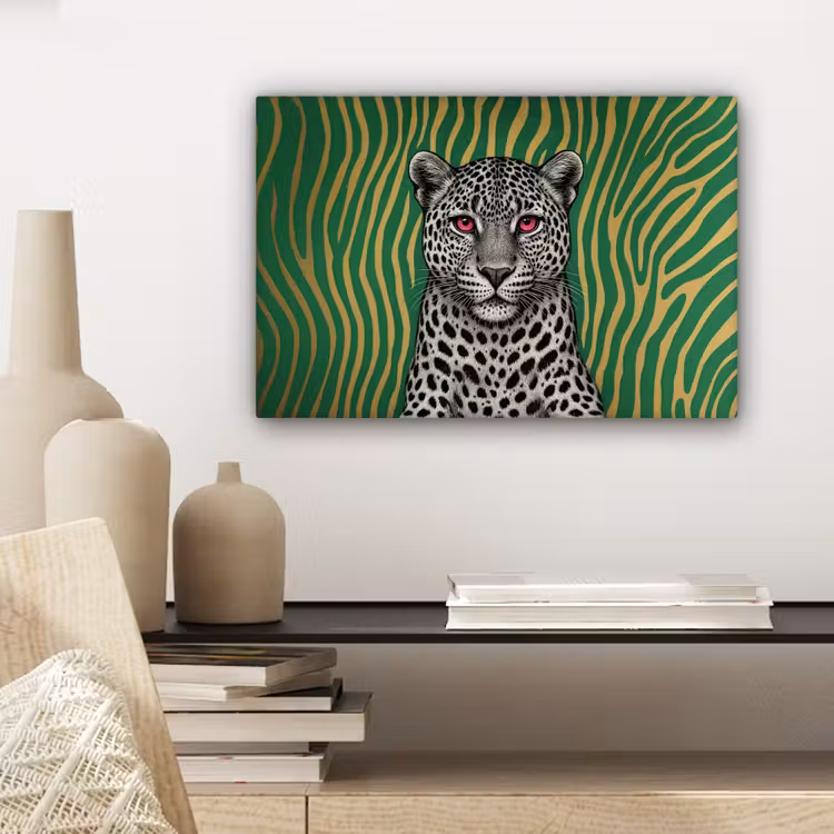 Canvas schilderij - Panter - Zebrapatroon - Groen — 5