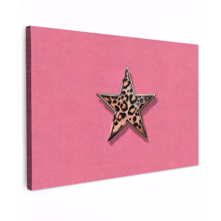 Canvas schilderij - Ster - Luipaard - Print - Roze — 1